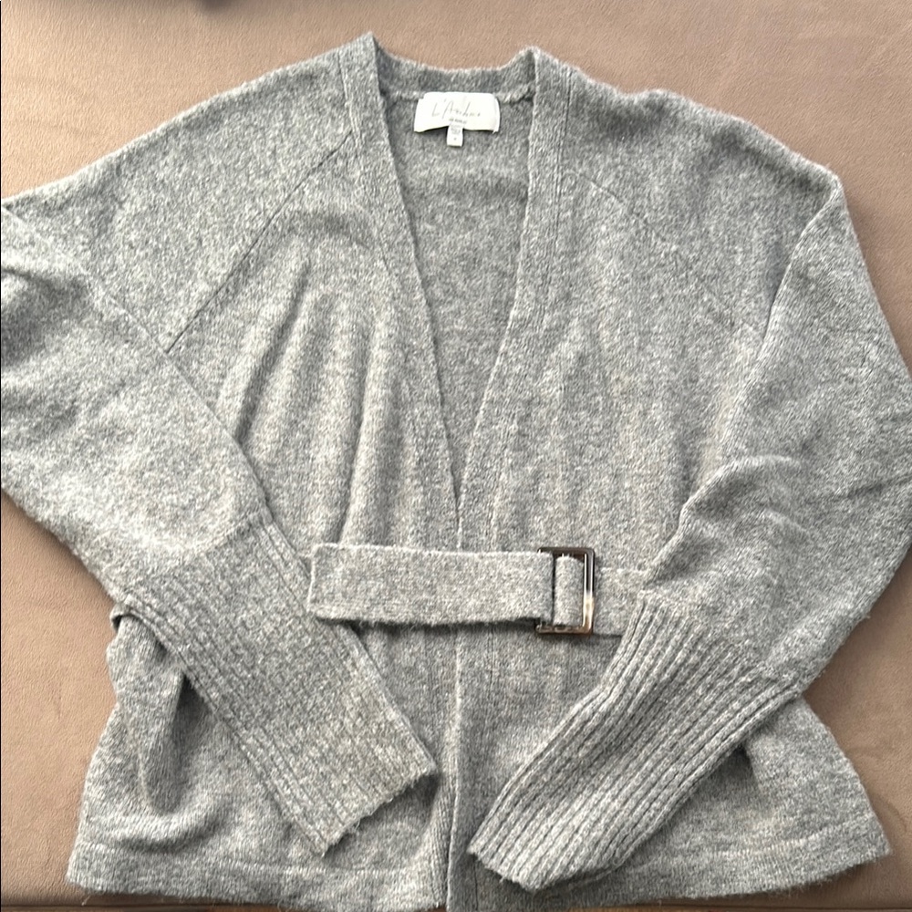 L’Academie Los Angeles - Sz M- Gray Belted Women's Sweater